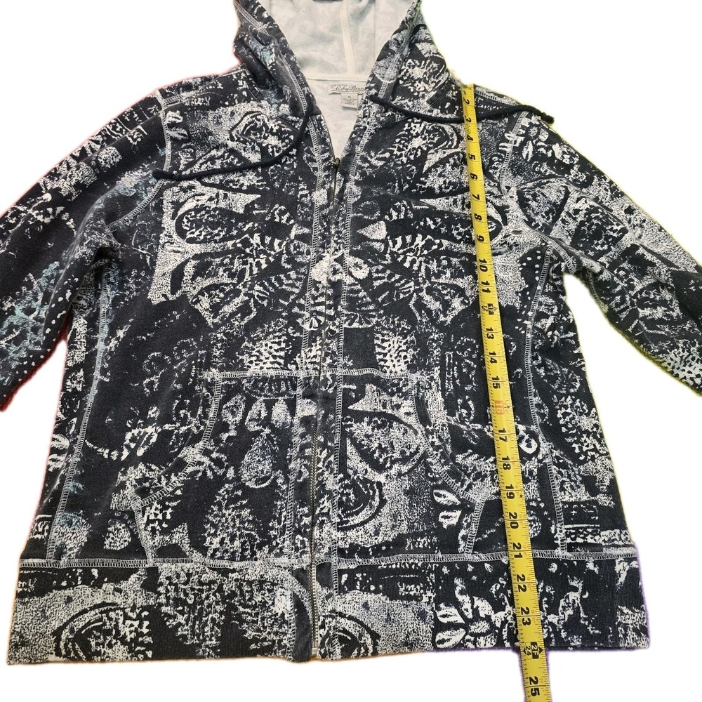 Lucky Brand Juniors XL (14-16) Full Zip Hoodie Blue White Paisley 100% Cotton